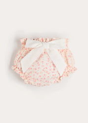 Martha Floral Bow Detail Swiss Voile Bloomers in Pink (1mth-12mths) Bloomers from Pepa London US
