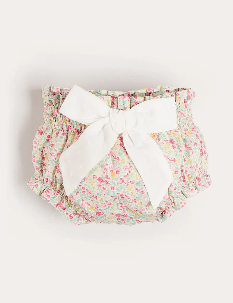 Adelaide Floral Bow Detail Bloomers in Pink (1mth-2yrs) BLOOMERS from Pepa London US