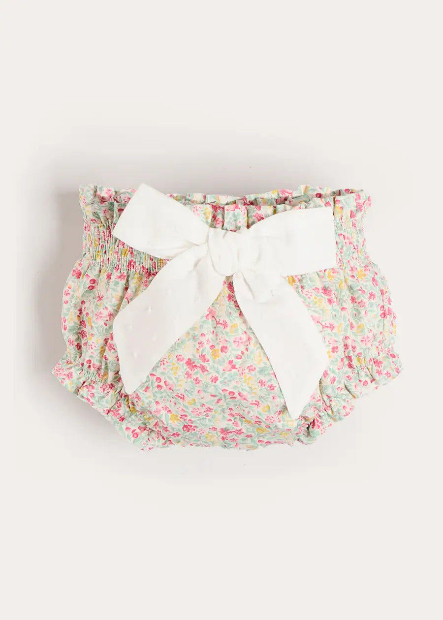 Adelaide Floral Bow Detail Bloomers in Pink (1mth-2yrs) Bloomers from Pepa London US