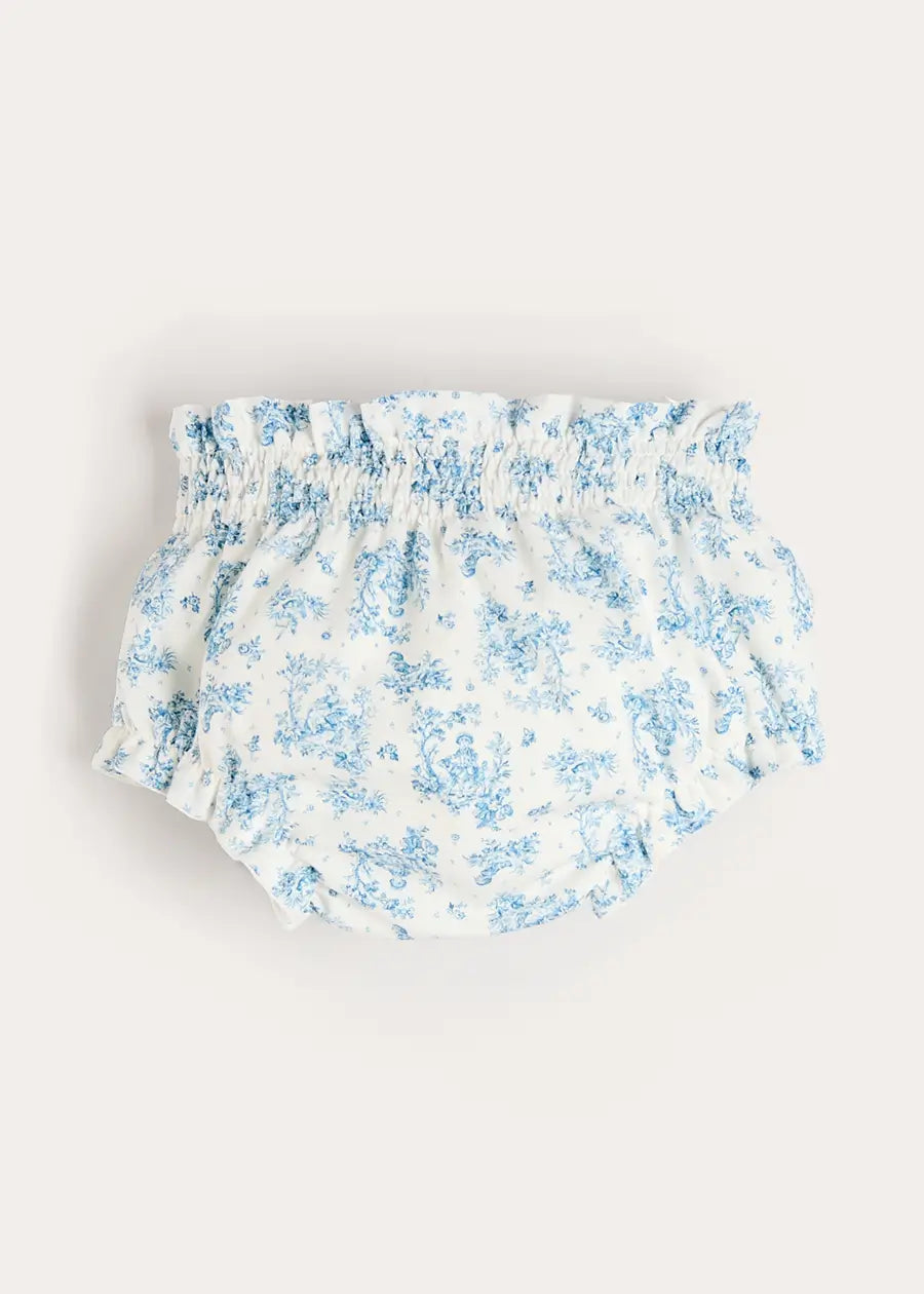 Audrey Toile Elasticated Waist Bloomers in Blue (1mth-12mths) BLOOMERS from Pepa London US