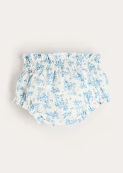 Audrey Toile Elasticated Waist Bloomers in Blue (1mth-12mths) BLOOMERS from Pepa London US