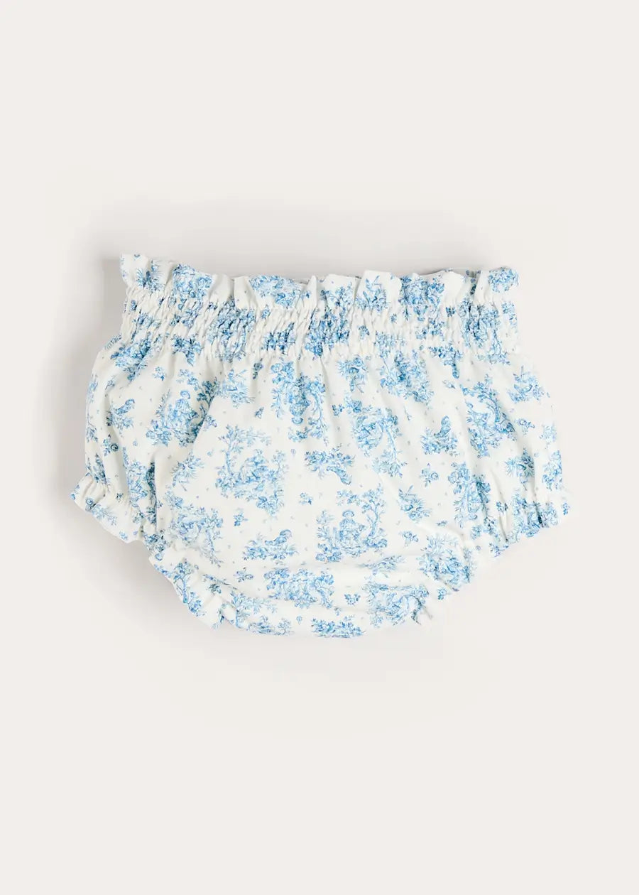 Audrey Toile Elasticated Waist Bloomers in Blue (1mth-12mths) BLOOMERS from Pepa London US