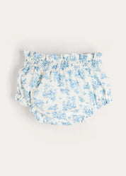 Audrey Toile Elasticated Waist Bloomers in Blue (1mth-12mths) BLOOMERS from Pepa London US