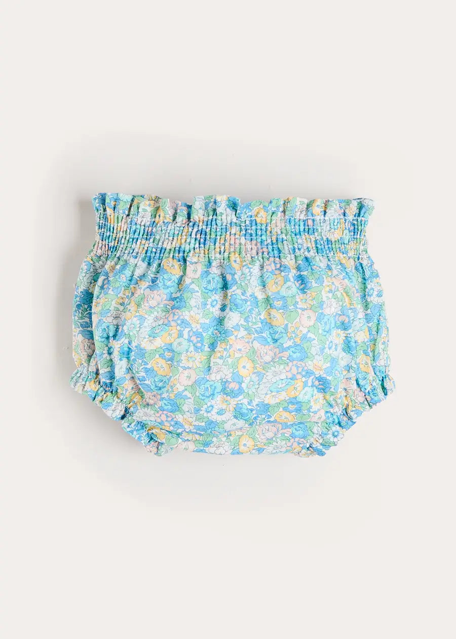 Leontyne Floral Elasticated Waist Bloomers in Blue Made with Liberty Fabric (1mth-3yrs) Bloomers from Pepa London