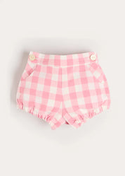 Catherine Gingham Button Detail Bloomers in Pink (3mths-2yrs) Bloomers from Pepa London US