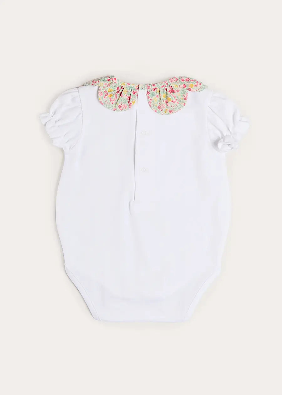 Adelaide Floral Petal Collar Bodysuit in Pink (1mth-2yrs) Tops & Bodysuits from Pepa London US