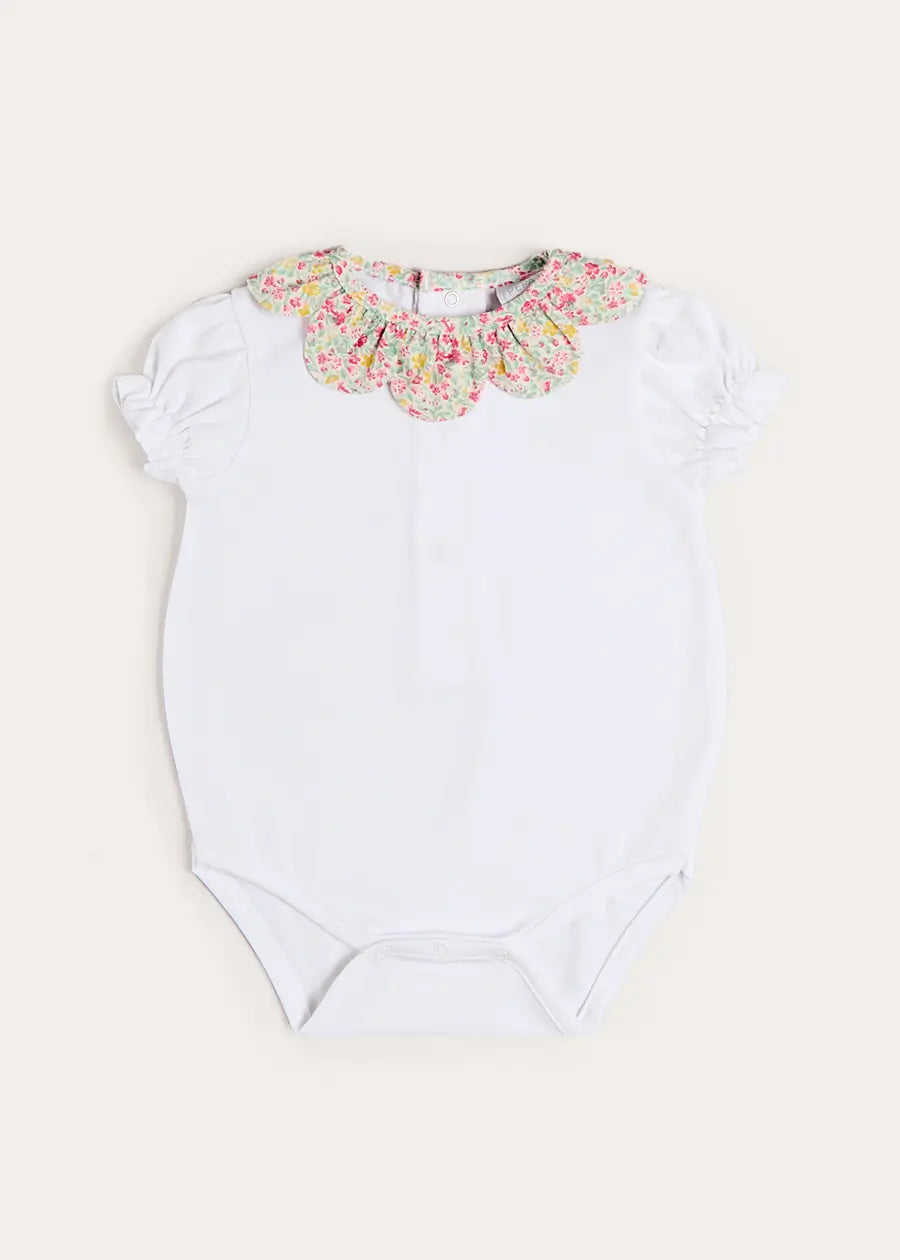 Adelaide Floral Petal Collar Bodysuit in Pink (1mth-2yrs) Tops & Bodysuits from Pepa London US