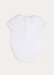 Broderie Anglaise Frill Collar Bodysuit in White (1mth-3yrs) Tops & Bodysuits from Pepa London US