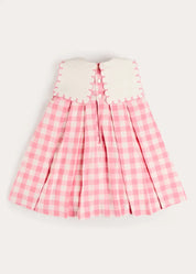 Catherine Gingham Embroidered Sleeveless Trapeze Dress in Pink (12mths- 10yrs) Dresses from Pepa London US