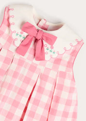 Catherine Gingham Embroidered Sleeveless Trapeze Dress in Pink (12mths- 10yrs) Dresses from Pepa London US