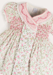 Alice Floral Double Breasted Hand Smocked Dress in Pink (12mths- 10yrs) Dresses from Pepa London US