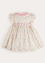 Alice Floral Double Breasted Hand Smocked Dress in Pink (12mths- 10yrs) Dresses from Pepa London US