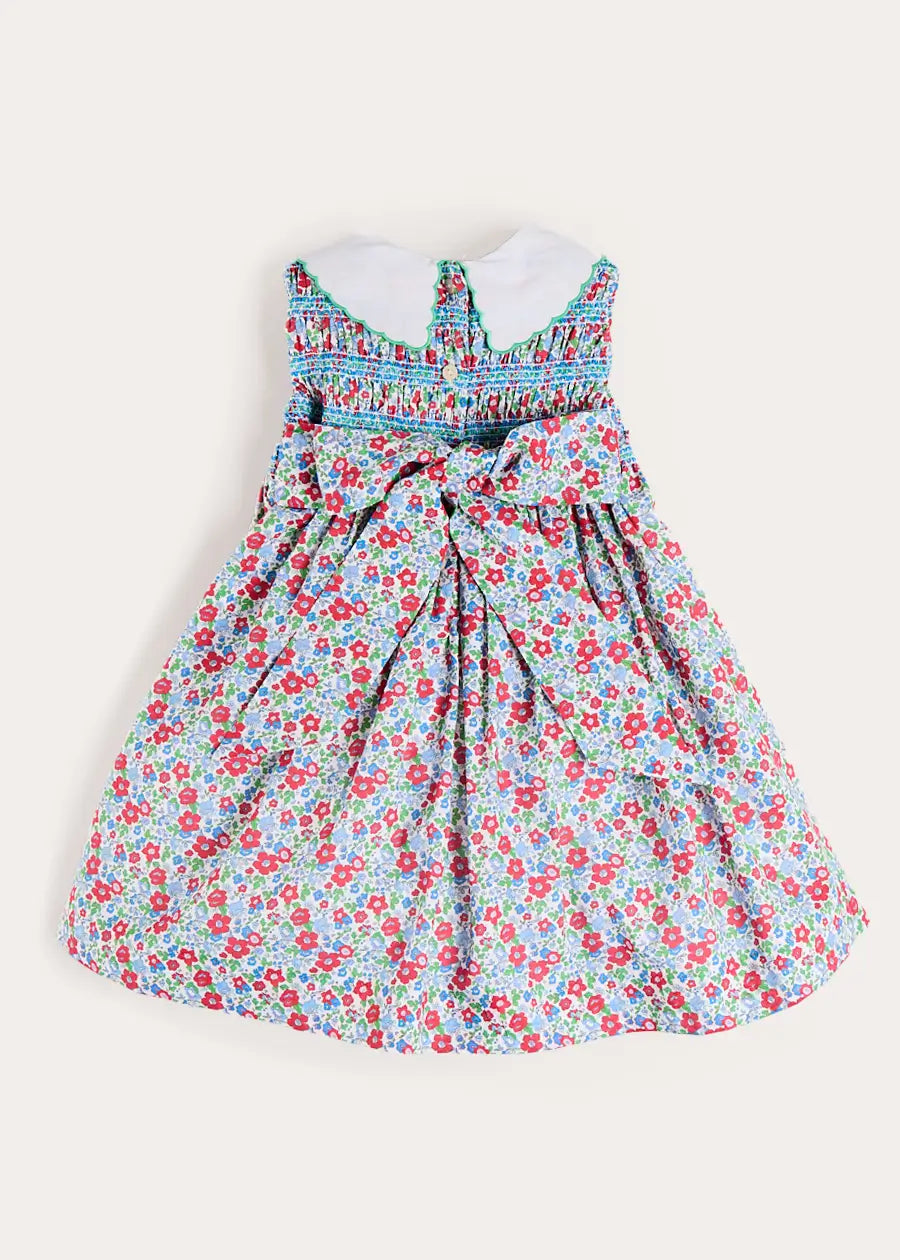 Emilia Floral Embroidered Collar Sleeveless Dress in Red (12mths- 10yrs) DRESSES from Pepa London US