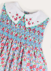 Emilia Floral Embroidered Collar Sleeveless Dress in Red (12mths- 10yrs) DRESSES from Pepa London US