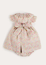 Adelaide Floral Hand Smocked Ruffle Collar Cap Sleeve Dress With Bloomers in Pink (12mths-6yrs) Dresses from Pepa London US