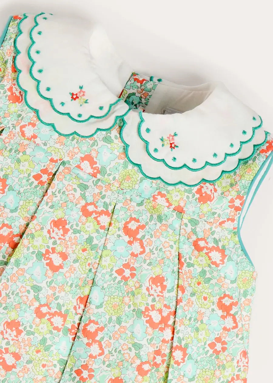 Mabel Floral Layered Scallop Collar Trapeze Dress in Green (12mths- 10yrs) DRESSES from Pepa London US
