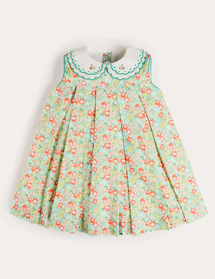 Mabel Floral Layered Scallop Collar Trapeze Dress in Green (12mths- 10yrs) DRESSES from Pepa London US