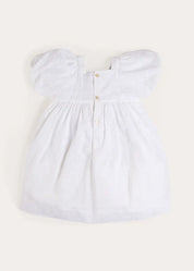 Flower Embroidered Broderie Anglaise Short Sleeve Dress in White (12mths-12yrs) DRESSES from Pepa London US