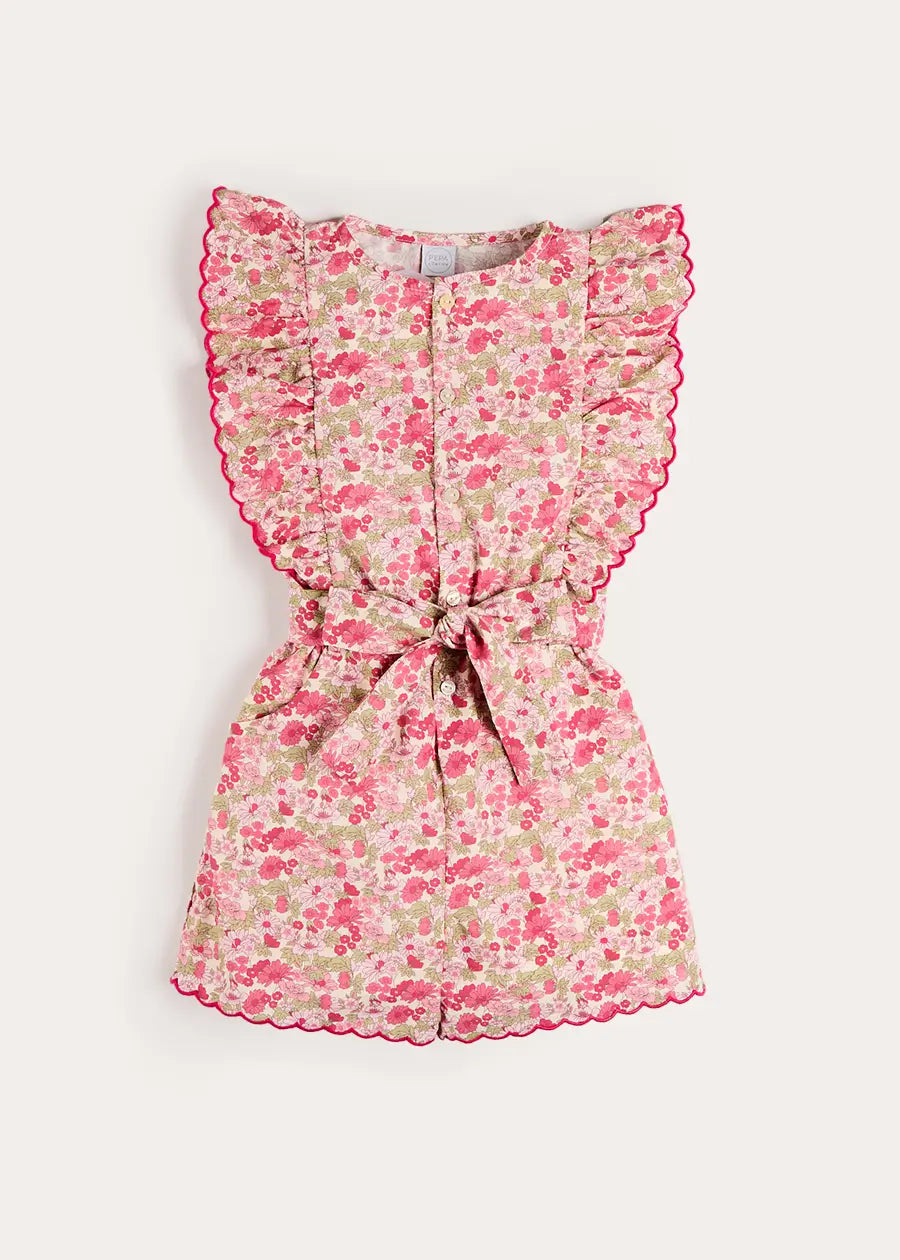Margret Floral Ruffle Detail Playsuit in Pink (4-12yrs) SHORTS from Pepa London US