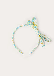 Louisa Floral Thin Bow Hairband in Blue Hair Accessories from Pepa London US