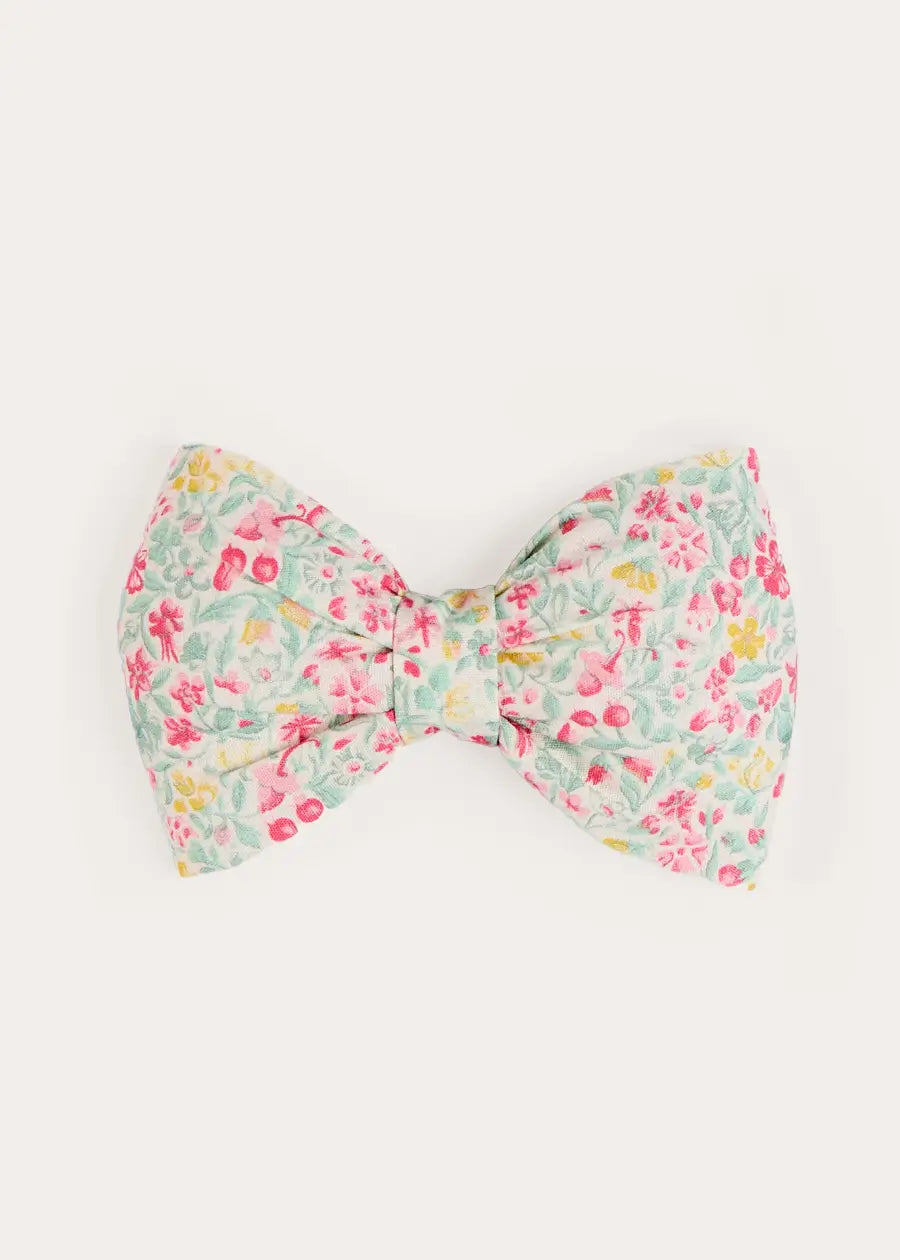 Adelaide Floral Medium Bow Hair Clip in Pink Hair Accessories from Pepa London US
