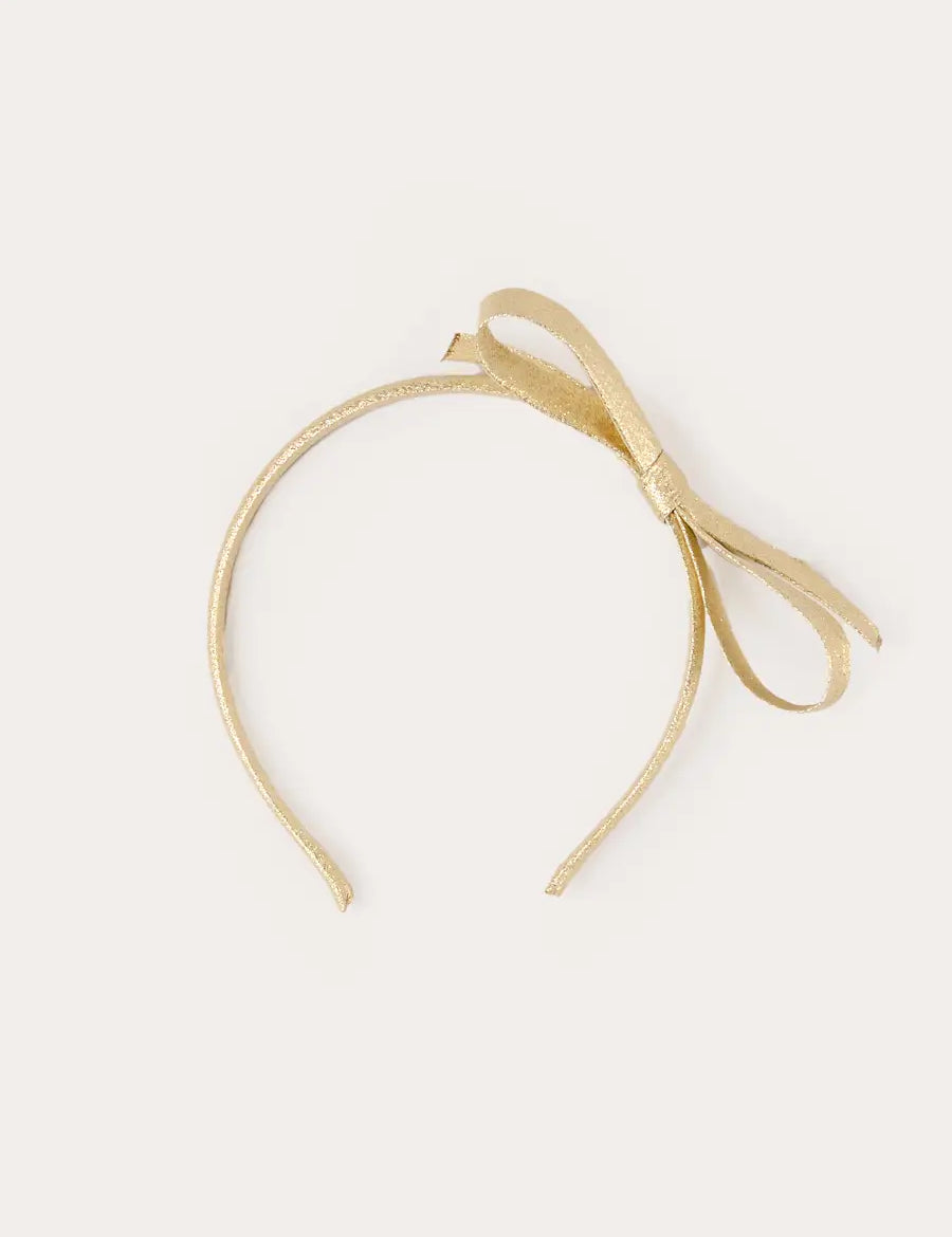 Thin Bow Hairband in Gold HAIR ACCESSORIES from Pepa London US