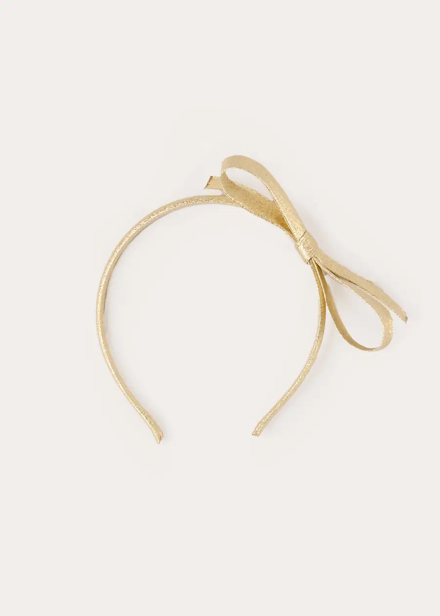 Thin Bow Hairband in Gold Hair Accessories from Pepa London US