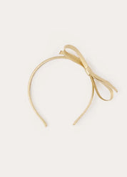 Thin Bow Hairband in Gold Hair Accessories from Pepa London US