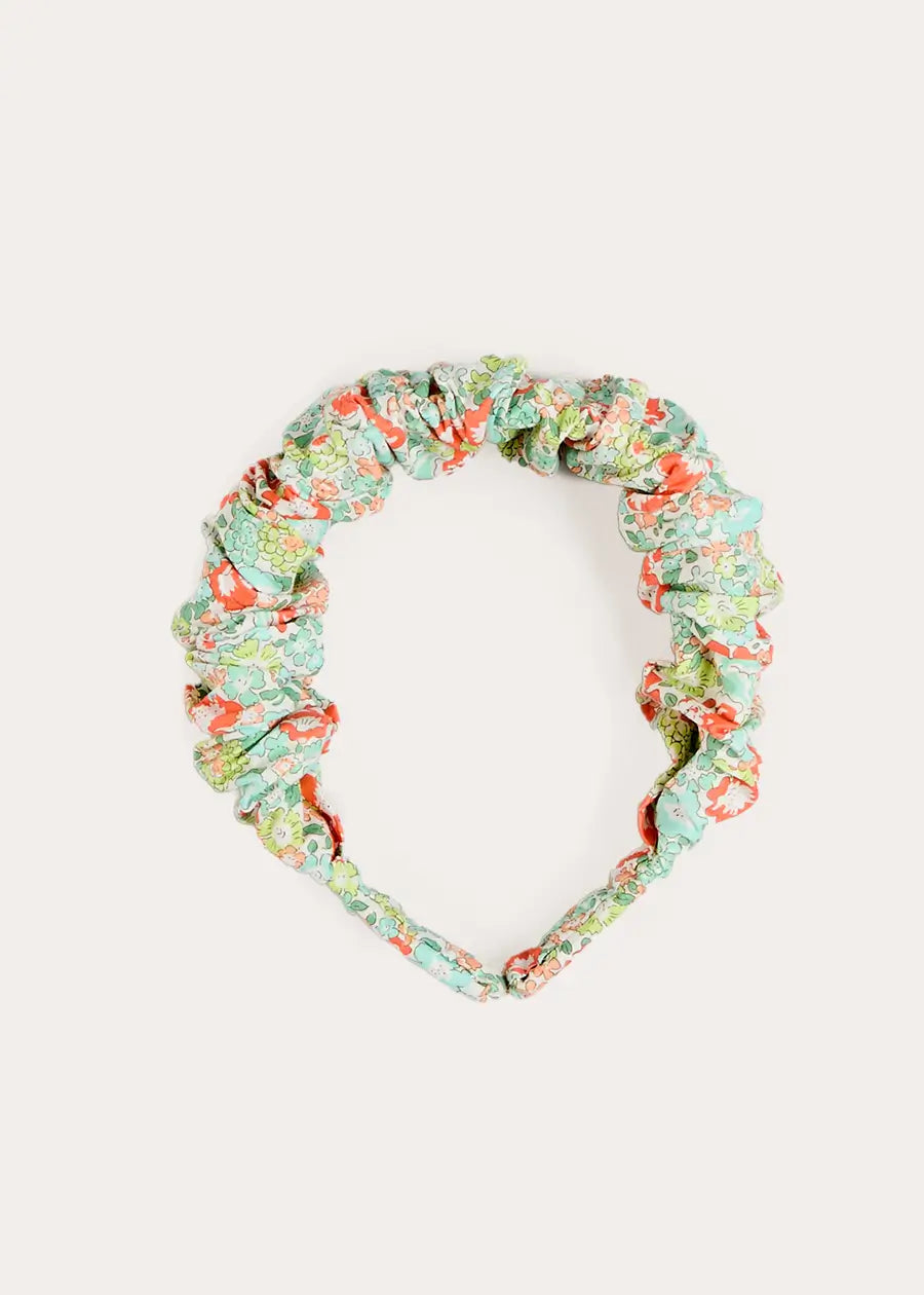 Mabel Floral Scrunchie Hairband in Green HAIR ACCESSORIES from Pepa London US