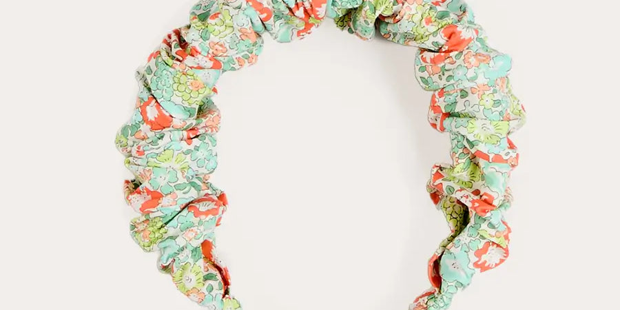 Mabel Floral Scrunchie Hairband in Green HAIR ACCESSORIES from Pepa London US