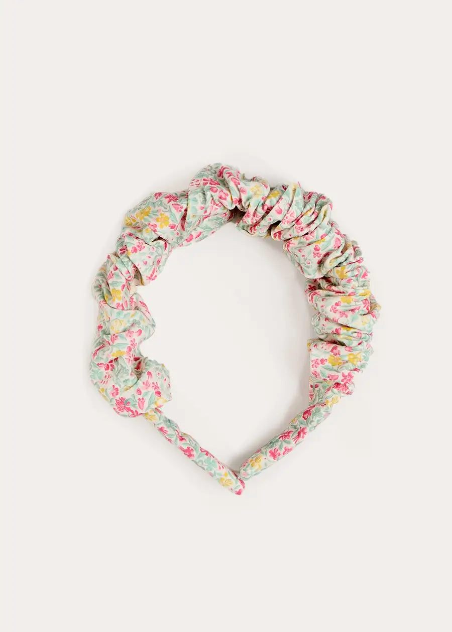 Adelaide Floral Scrunchie Hairband in Pink Hair Accessories from Pepa London US