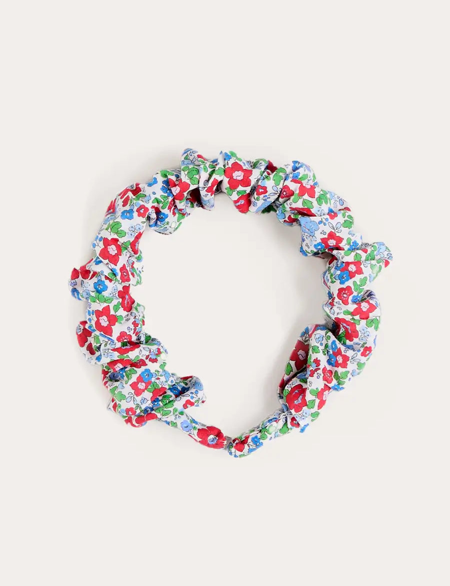Emilia Floral Scrunchie Hairband in Red HAIR ACCESSORIES from Pepa London US