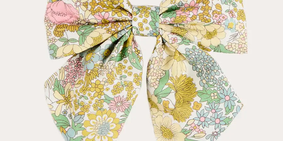 Charlotte Floral Large Bow Hair Clip in Green Hair Accessories from Pepa London US
