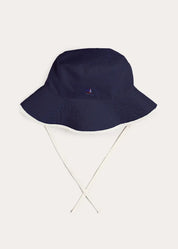 Boat Embroidered Beach Hat in Navy (S-L) Accessories from Pepa London US