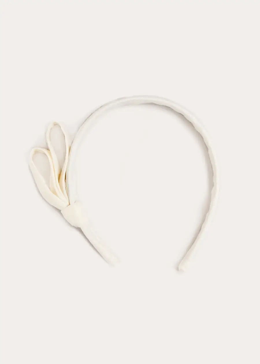 Pleated Flower Hairband in Ivory Hair Accessories from Pepa London US