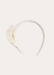 Pleated Flower Hairband in Ivory Hair Accessories from Pepa London US