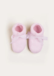 Lace Detail Knitted Booties in Baby Pink (0-6mths) Shoes from Pepa London US