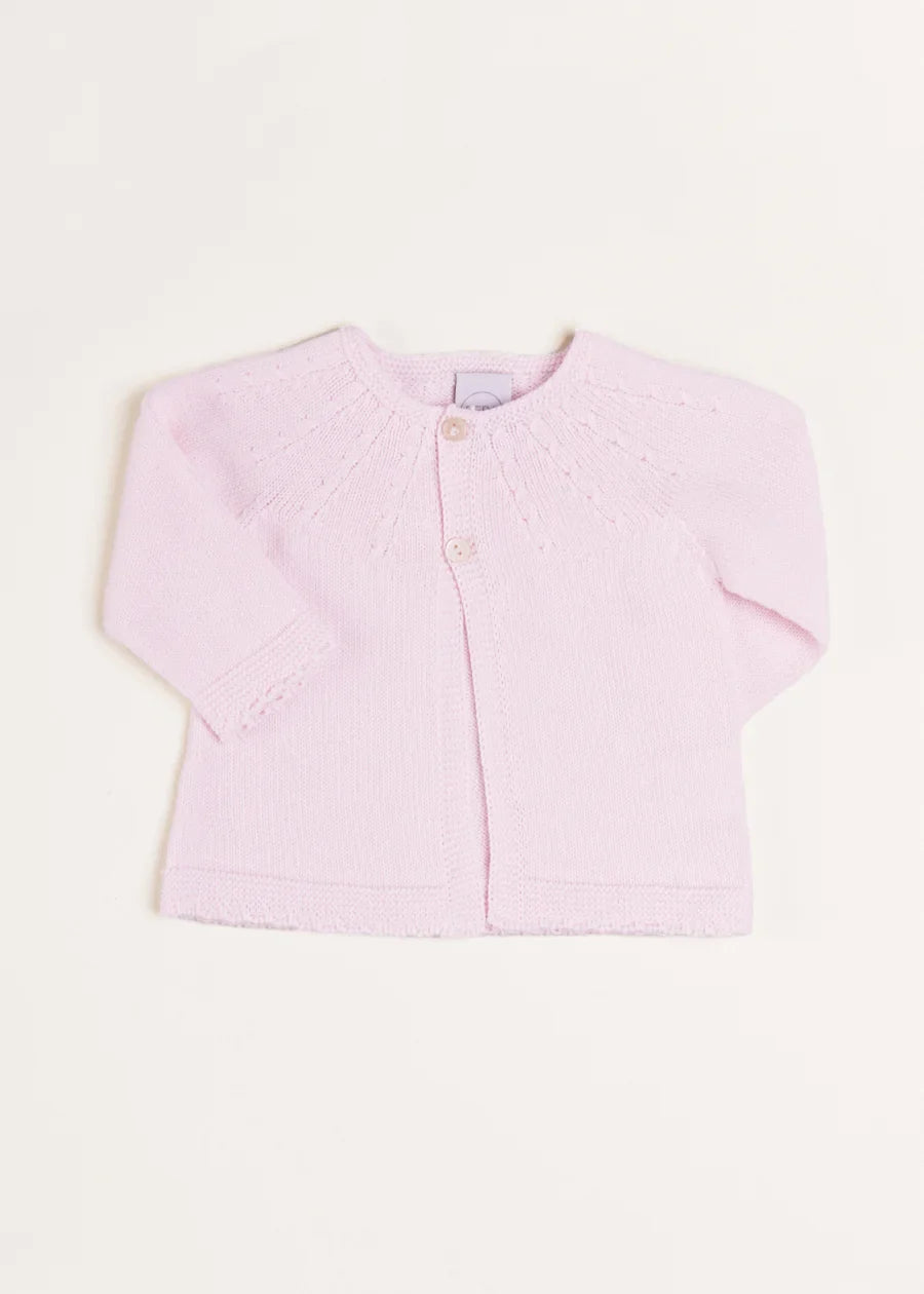 Openwork Detail Baby Cardigan in Baby Pink (1-9mths) Knitwear from Pepa London US