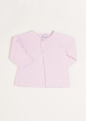 Openwork Detail Baby Cardigan in Baby Pink (1-9mths) Knitwear from Pepa London US