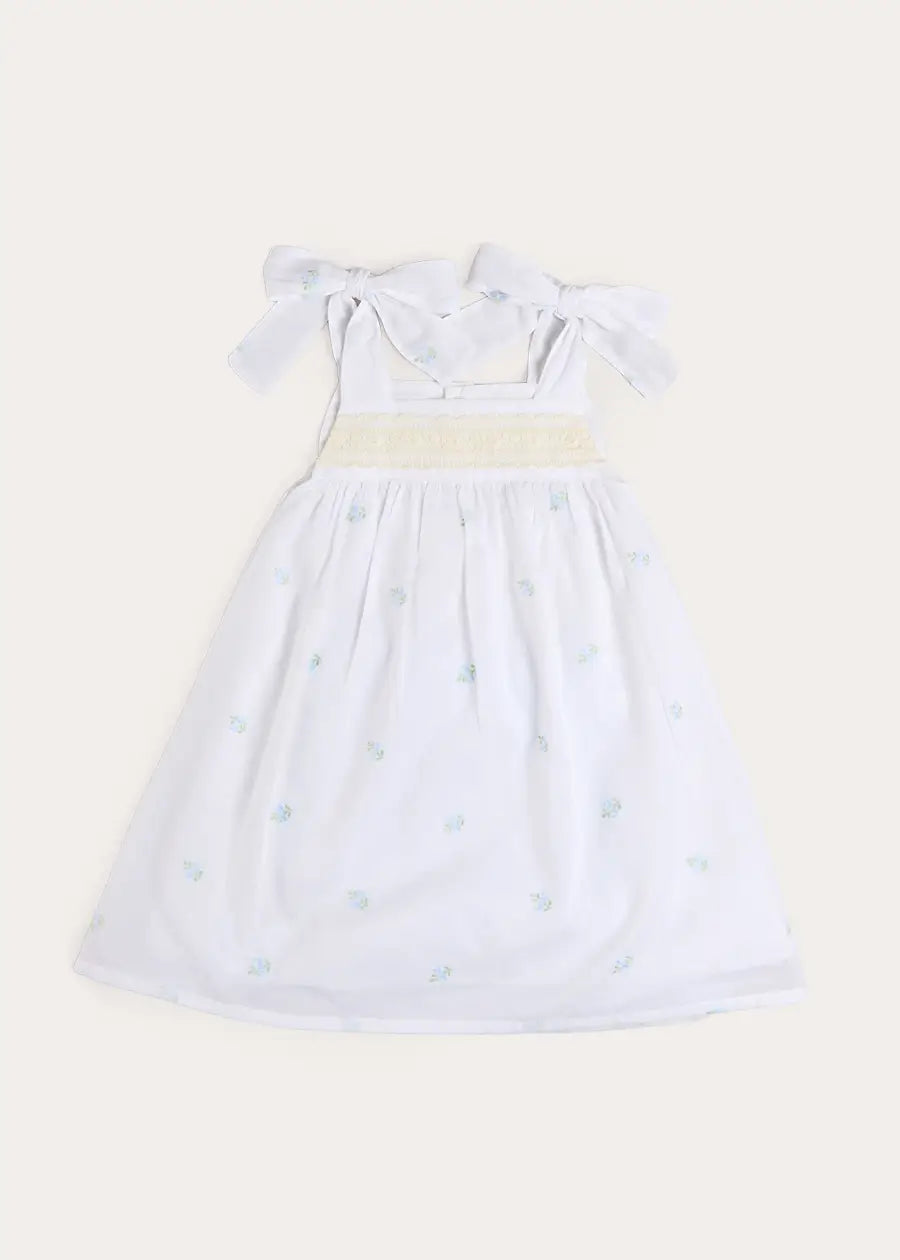 Bluebell Embroidered Bow Shoulder Tie Night Dress in White (18mths- 10yrs) NIGHTWEAR from Pepa London US