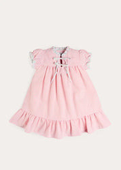 Beauchamp Gingham Ruffle Hem Floral Trim Night Dress in Pink (18mths- 10yrs) NIGHTWEAR from Pepa London US