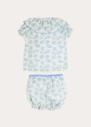 Esme Floral Swiss Voile Scallop Collar Pyjamas in Blue (18mths- 10yrs) NIGHTWEAR from Pepa London US