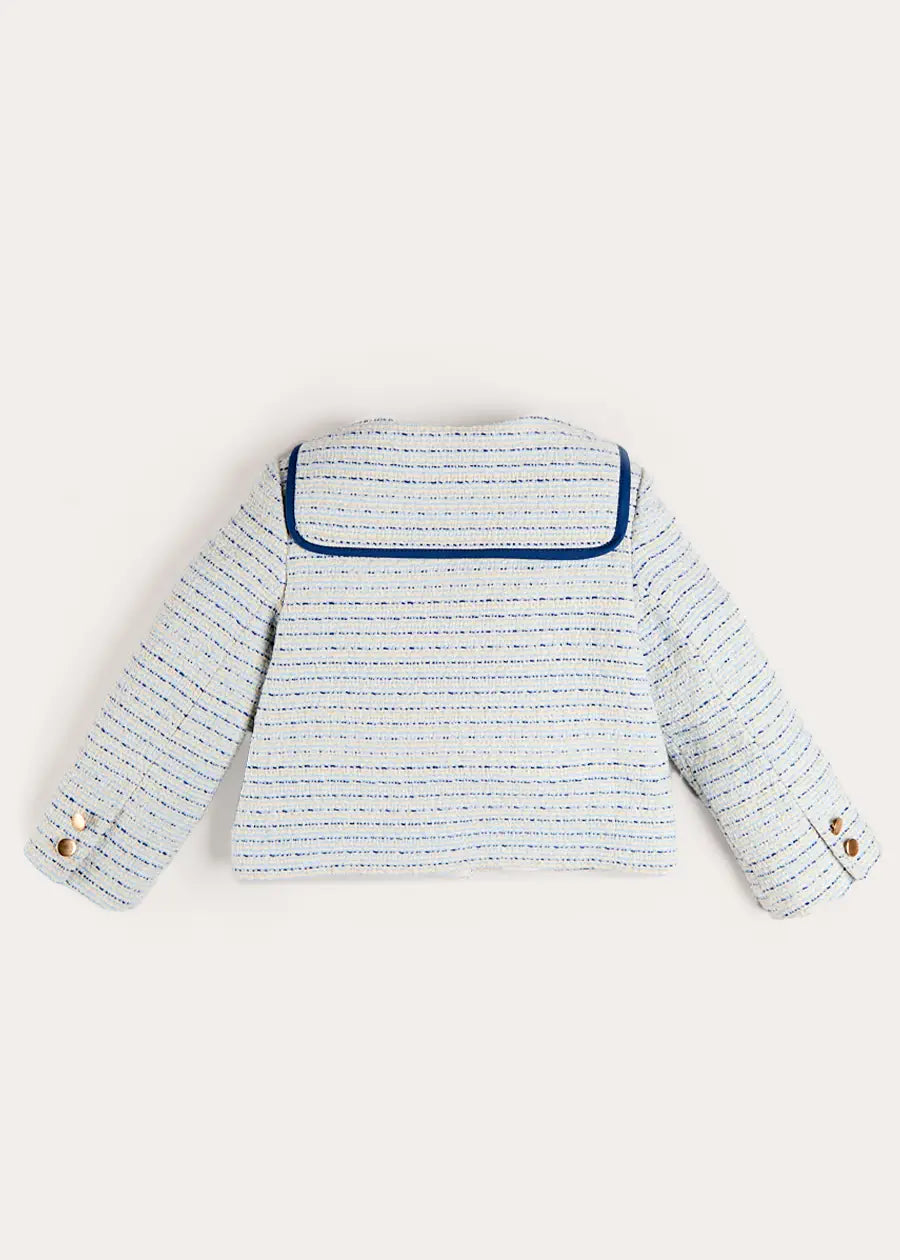 Brighton Boucle Tweed Gold Button Jacket in Blue (4-12yrs) COATS from Pepa London US