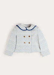 Brighton Boucle Tweed Gold Button Jacket in Blue (4-12yrs) COATS from Pepa London US