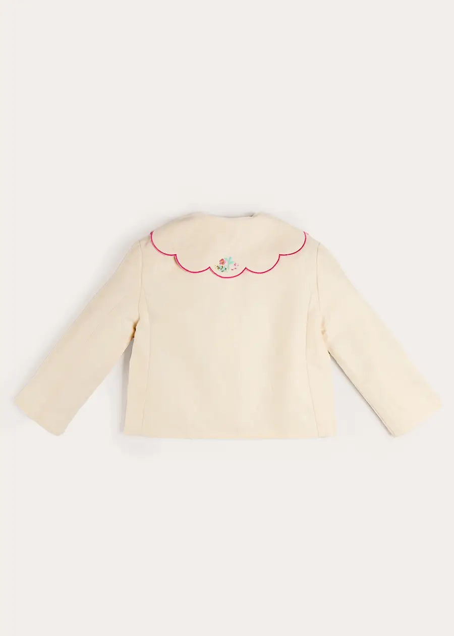 Wildflower Embroidered Statement Collar Jacket in Cream (4-12yrs) COATS from Pepa London US