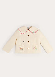 Wildflower Embroidered Statement Collar Jacket in Cream (4-12yrs) COATS from Pepa London US