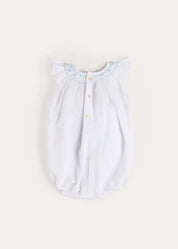 Hand Smocked Romper in Blue (3-18mths) Rompers from Pepa London US