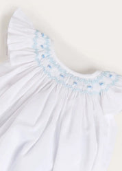 Hand Smocked Romper in Blue (3-18mths) Rompers from Pepa London US