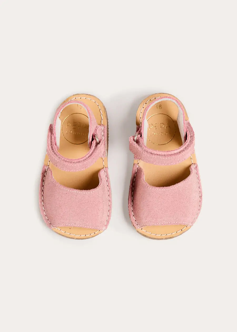 Open Toe Suede Sandals in Pink (21-30EU) Shoes from Pepa London