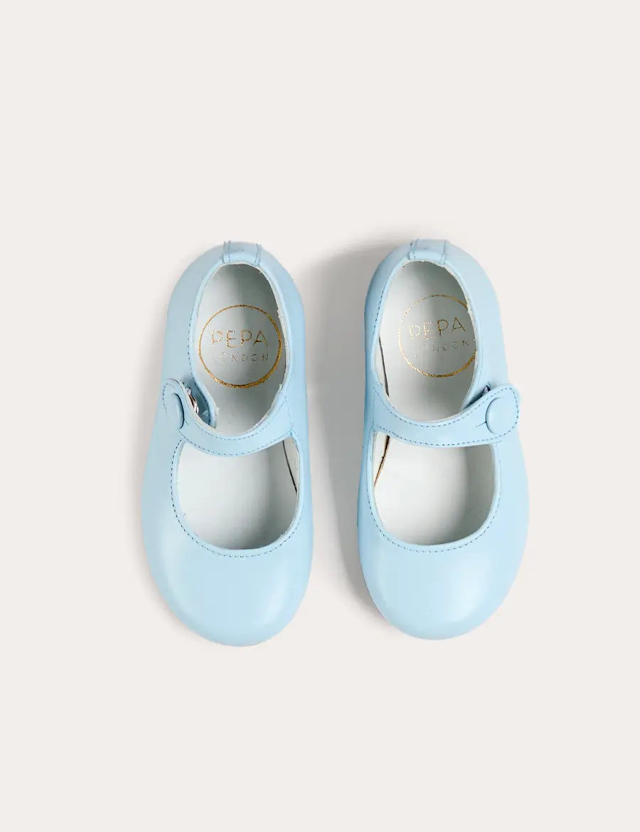 Leather Mary Jane Shoes in Sky Blue (24-35EU) Shoes from Pepa London US